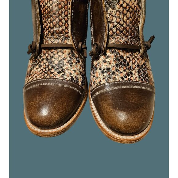 FREEBIRD By Steven Mabel Exotic Edgy Western Distressed Brown Shoes Women Size 8 - Picture 5 of 10